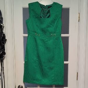 Tahari Green Textured Midi Dress